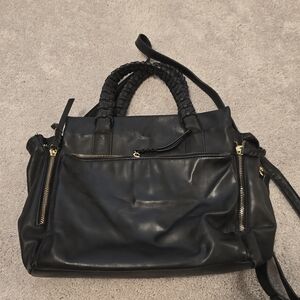 Elegant Black Faux Leather Handbag